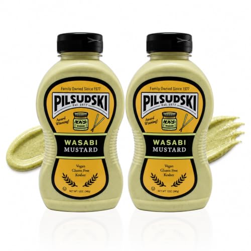 Pilsudski Brand Wasabi Mustard - Gluten Free - 12oz Squeeze Bottle (2 Pack)
