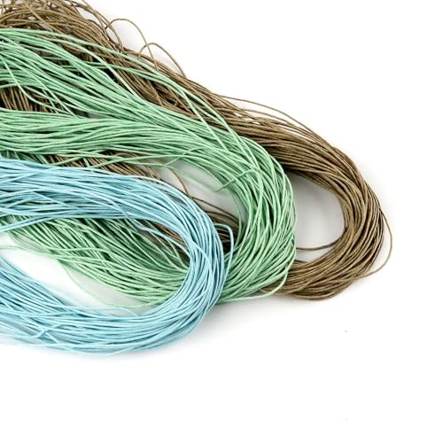 TOAOB 105M Cordon Ciré Tressé pour Bracelet 1mm Rond Bleu Clair Vert Clair et Brun Clair pour Fabrication de Bijoux Collier Artisanat Breloques Bricolage Macramé