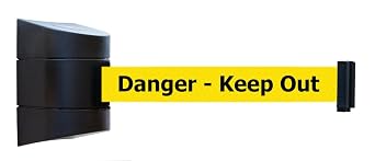 Tensabarrier - 897-30-S-33-NO-YDX-C - Wall Mount 30 Standard Mount Black Caps No Custom Yellow Webbing/Black"Danger - Keep Out" Standard Belt End