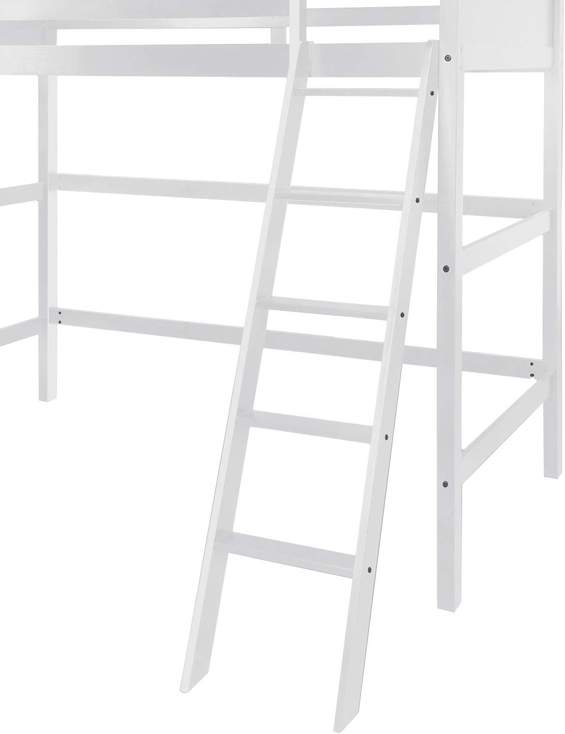 Danxee Wood Loft Bed Panel Style Loft Bed Solid Wood Twin-Size High Loft Bed with Ladder Kids Bedroom Furniture (White)