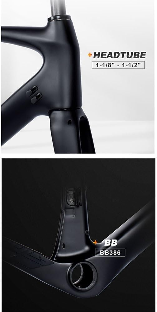 TUJISEK Carbon Fiber 700C Road Bikes Frame 50/53/56/59CM Frameset with Fork + Seatposts + Headset Disc Brake Thru Axle 12 * 142mm Frame Routing Internal Windbreaker