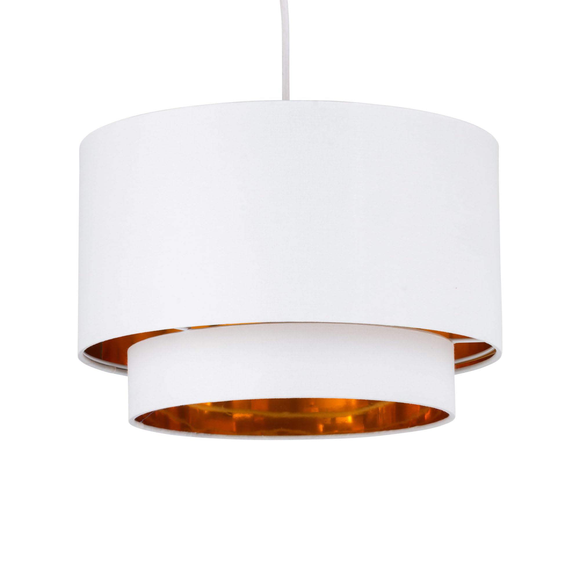 White Ceiling Light Shade, Easy Fit Pendant Shade, Metallic Gold Inner, Diameter 38cm