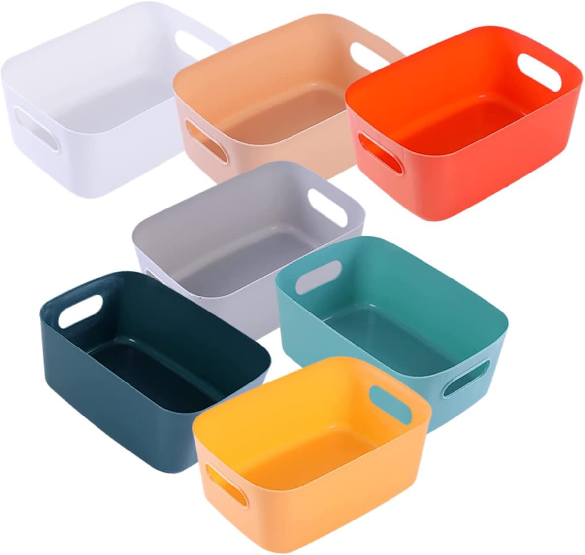 7pcs PP Shelf Baskets with Hollow Handles for Home Closet Shelves