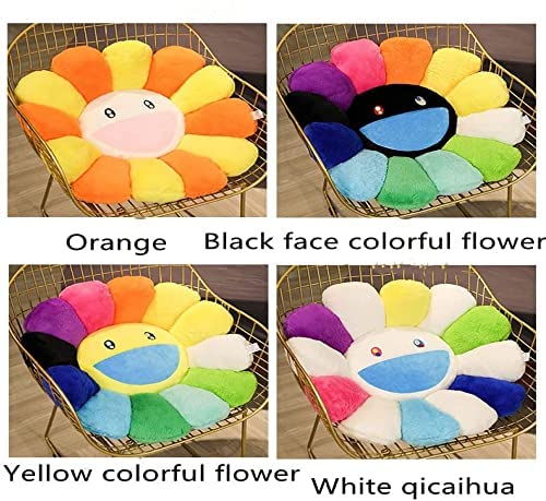 Eysoo 23.6'' Large Pillow, Murakami Long Pillow, Big Flower Pillow, Plush Pillow, Elastic, Super Soft, Smiling Sunflower Stuffed Plush Toy, Cushion Pillow, Bedroom And Car Decoration(Black And White) #TOP3