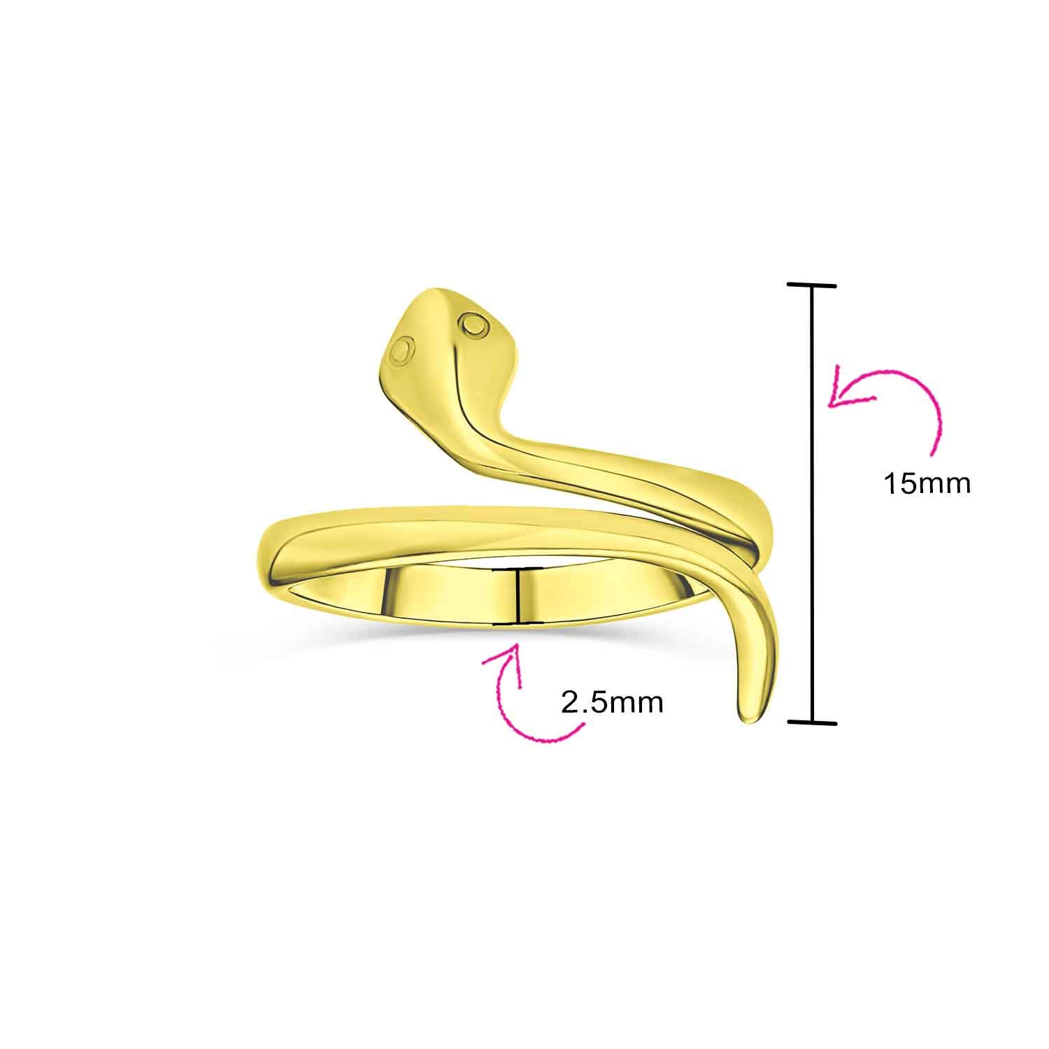 Anello minimalista delicato midi sottile 1MM impilabile a fascia avvolgente a serpente per adolescenti placcato oro 14K in argento sterling .925