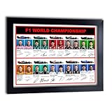 Gerahmtes A4-Poster, Motiv: F1-Fahrer, signiert/signiert, 