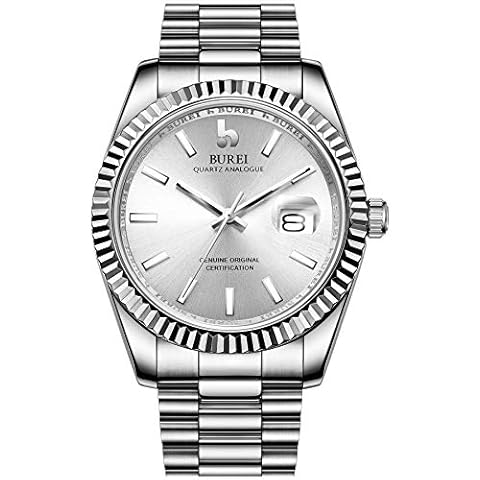 BUREI Men’s Analog Quartz Watch with Date Cover
