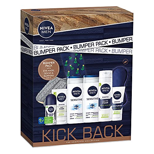 NIVEA MEN Kick Back Bumper Pack, (5-Piece) Sensitive Skin Men Gift Set Includes Full-Size Deo, Face Wash, Aftershave Balm, Mens Moisturiser, & Shower Gel - Image 4