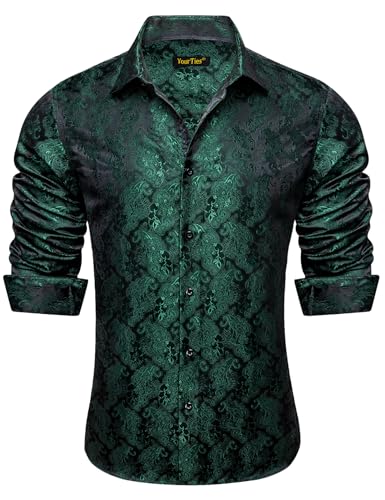 Mens Paisley Silk Dress Shirt – Long Sleeve Button-Down