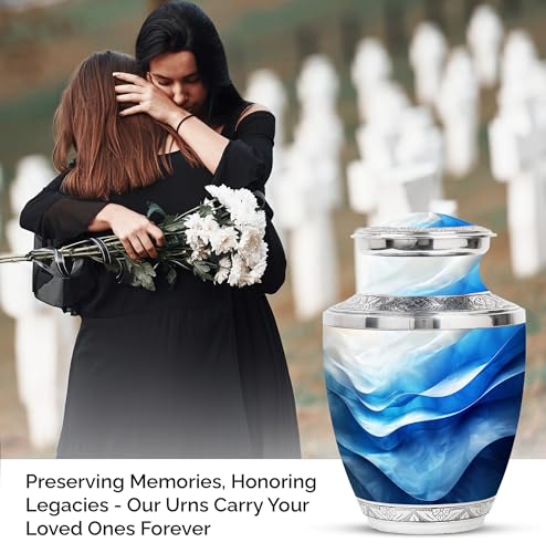 Image of Forest Personalized Urns for Human Ashes Adult Male - Burial Urn for Mom & Dad - Large Decorative Urn - Funeral Ashes Urn - Customized Urns for Human Ashes - 10 Inch Large with Velvet Bag