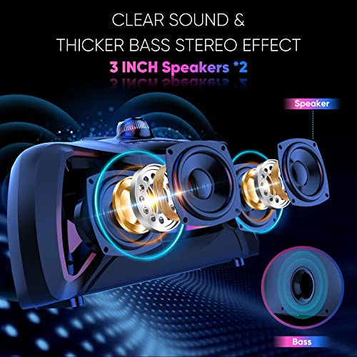 Karaoke Machine, Hokseack Portable Pa Speaker System Bluetooth 5.0 With 2 Uhf Wireless Microphones, 7 Colors Led Light With Bass, Tv/Aux/Usb/Sd, Rechargeable, Best Gift For Adults/Kids, Girls/Boys #TOP1