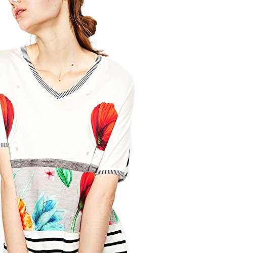 Desigual TS_MARIA LUISA, T-Shirt Donna, Bianco