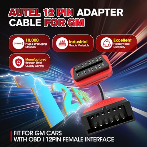 image for Autel Original OBD1 to OBD2 GM Adapter Cable, 12 Pin Male to 16 Pin Fe