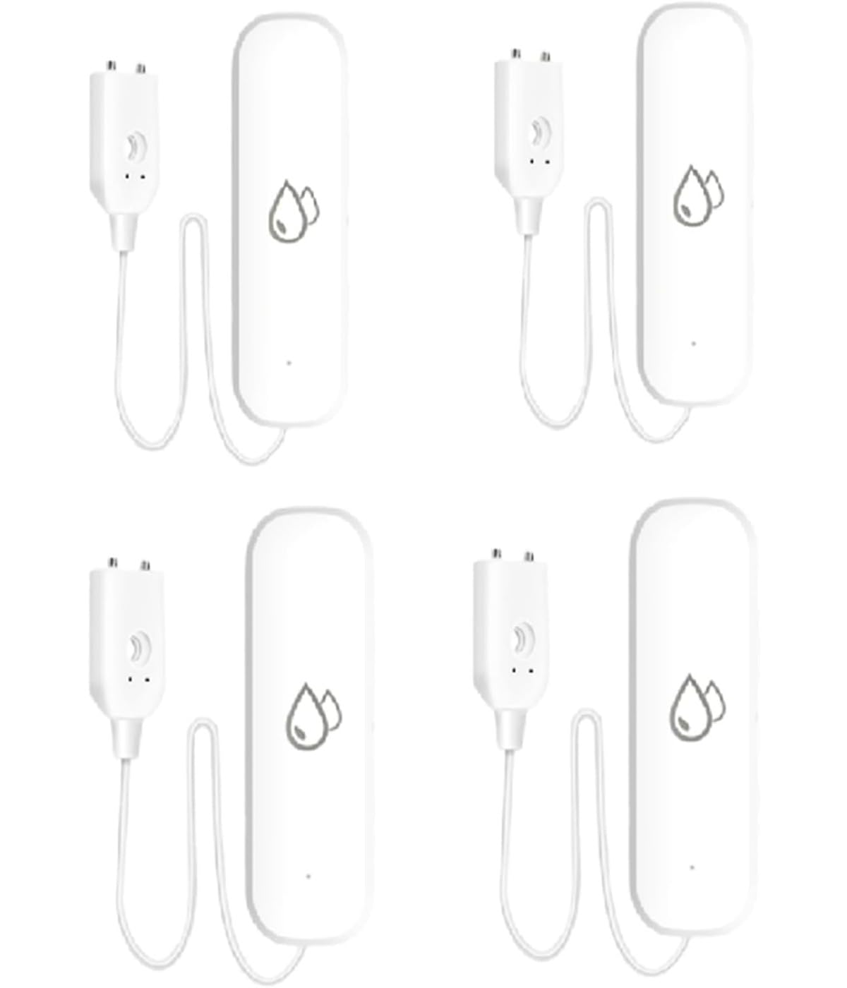 Wassereintauchsensor, Tuya Wasserdetektor, Wasserleckage-Tauchsensor, APP Remote Control, WLAN, Wasserleckalarm, Weiß, 4 Stück