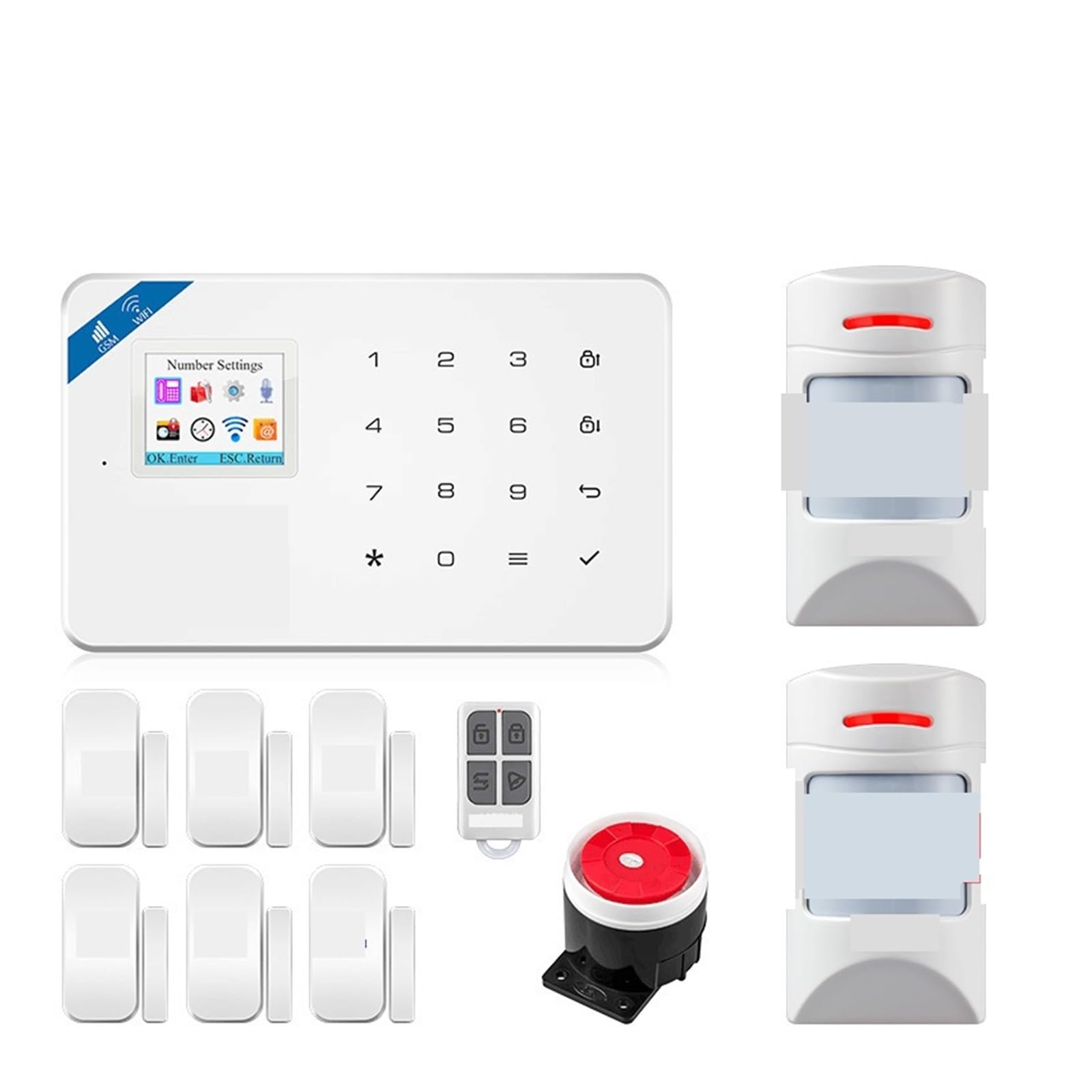 di Allarme gsm Kit Domestico Supporto Anti-Animale Rilevatore Sensore Movimento Porta Sirena(Kit 1)