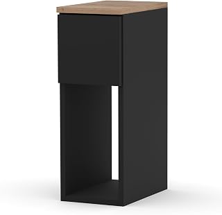 INNOVAHOME Nachttisch Schmal 20 cm Schwarz Wotan Eiche Beistelltisch