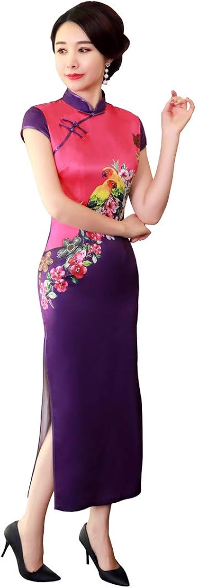 Amazon.com: Shanghai Story Vestido tradicional chino Cheongsam largo Qipao  con estampado de flores para mujer : Ropa, Zapatos y Joyería