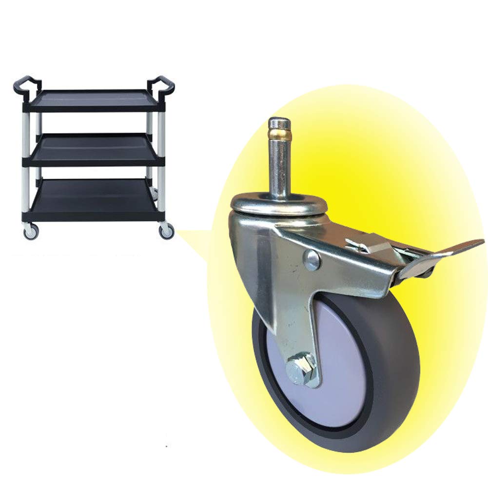 100 mm 4 pulgadas Ruedas giratorias muebles Tallo M11 Con carcasa M15 Silencio Ruedas goma con freno Tarea pesada Soporte de acero inoxidable 400kg Para coche comedor Carro cuna 4 pcs