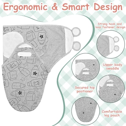 Image of Ramede 6-Pack Preemie Baby Swaddle Blankets with Hats, Breathable 100% Cotton Baby Swaddles, Suitable for Preemie Babies and Newborns, Soft Cotton, Adjustable(Star,Grey)
