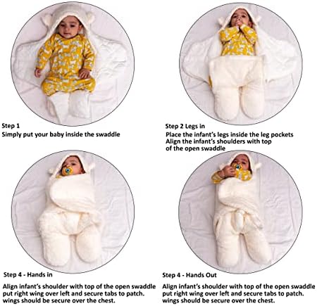 Amady Baby sleep bag Soft Rich Fabric 0 - 6 Month Baby Swaddle Safe Nights Ideal Baby baby blanket or Stroller liner Winter Sleeping Bag Baby unisex baby sleeping bag, White, Full