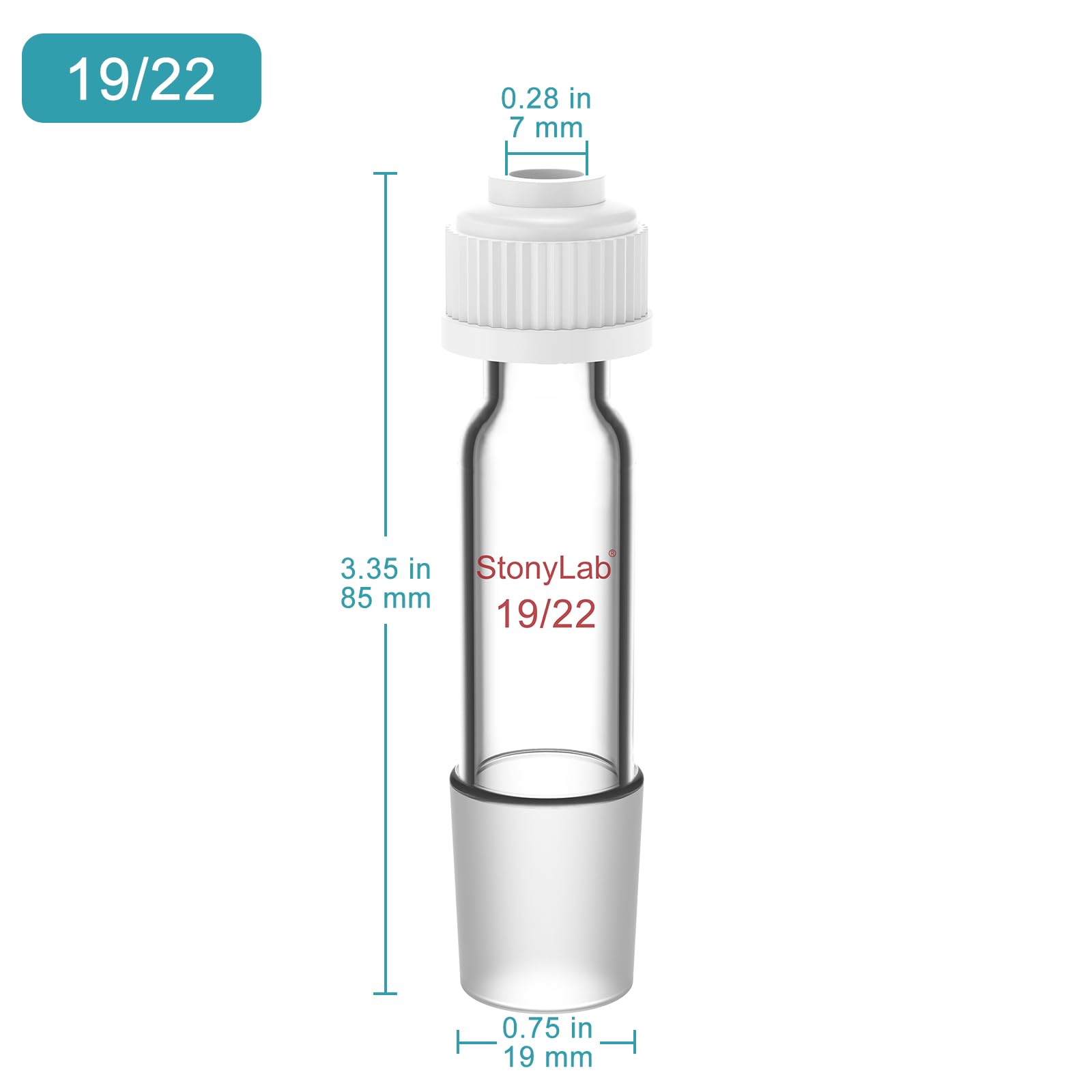Adaptador de Entrada del Termómetro 19/22 80 mm para Destilación