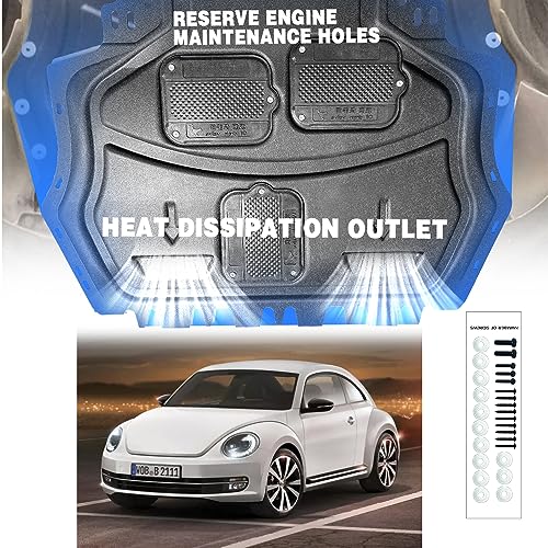 Image of Engine Guards Mud Flaps for VW Beetle 2012 2013 2014 2015 2016 2017 2018 2019 Front Engine Splash Shield Guards Suitable for Beetle Under Engine Cover Directly Replace Original One Black