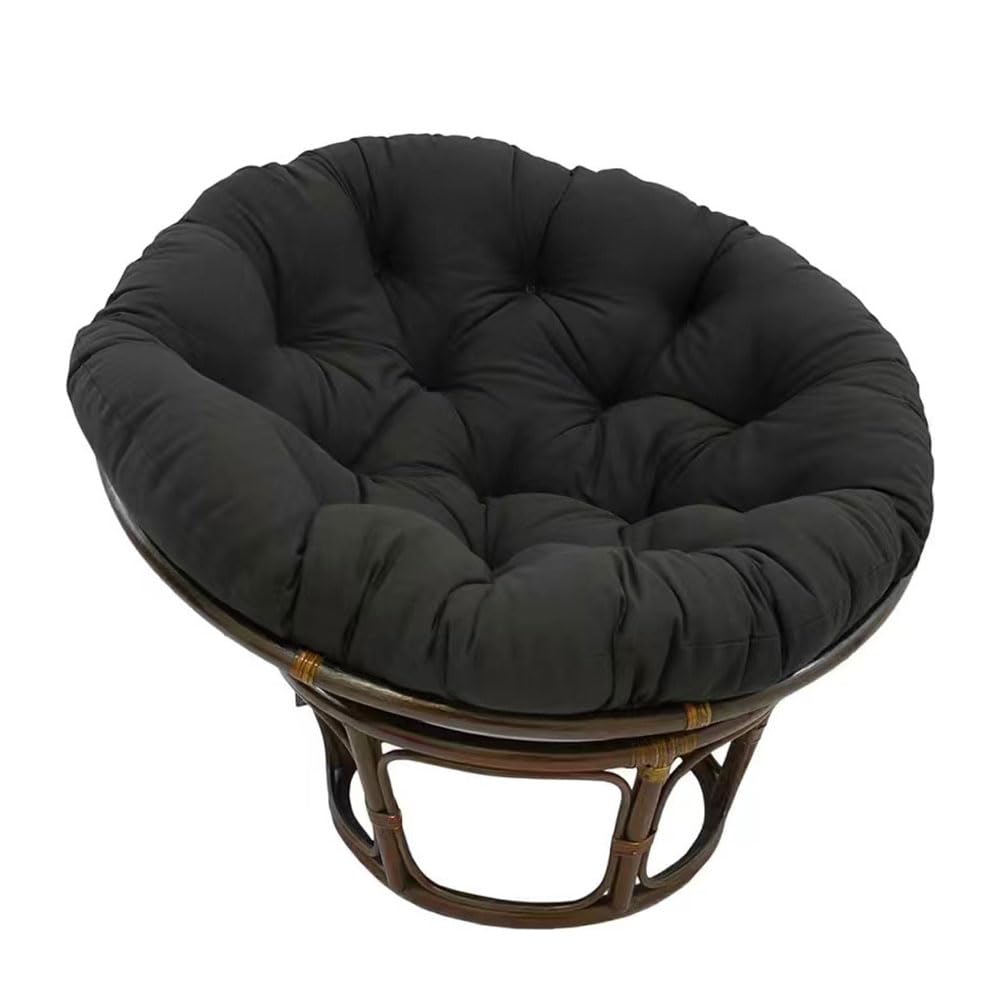 Surwin Papasan Chair Cushions, Thick Round Chair Cushions Hammocks Swing Pads, Papasan Round Chair Cushions with Fixing Straps, Outdoors Indoor Egg Chair Cushion (70cm,Black)