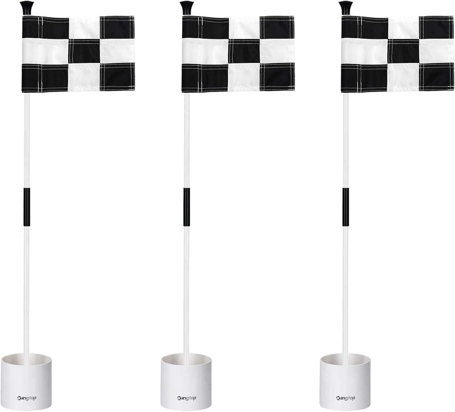 KINGTOP Golf Flagstick Mini, Putting Green Flag for Yard, 3 Feet Flagpole 2-Section Design, Golf Pin Flags Hole Cup Set, 4" Putting Cup, 3-Pack