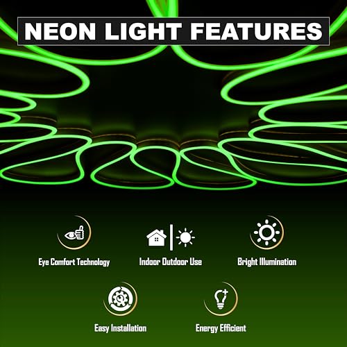 Image of Forus 1 Meter LED Neon Strip Light - Green, Flexible Waterproof Cuttable Rope Lights, Indoor Outdoor Diwali Decorative Cove Lighting, Home Decor, Festival, Villa Decorations