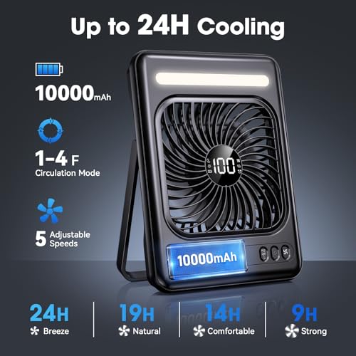 10000mAh Portable Travel Fan LED Lantern 5 Speeds 24H Runtime - image 3