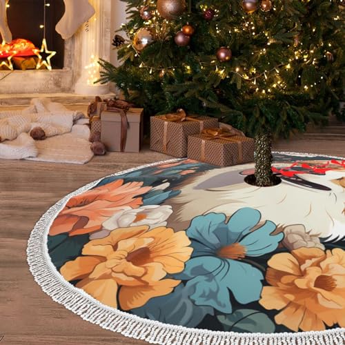 Jupe de sapin de Noël corgi de 122 cm avec pompons - 2