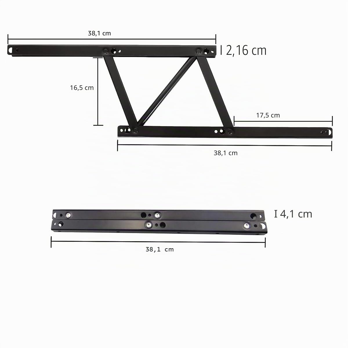 Lot de 2 charnières de table basse pliables - Matériel de table basse - Charnière de table relevable - Mécanisme de table pliable - Noir (acier)
