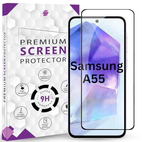 Image of Premium Tempered Glass Screen Protector Guard For Samsung A55 5G (6.6 Inch, Pack of 1) | Edge to Edge Coverage With Easy to installation kit