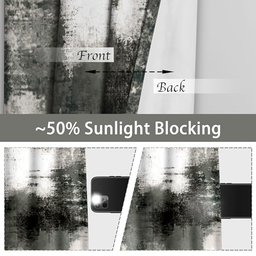 Image of Asuexpect Abstract Curtains 2 Panels Abstract Rust Curtain Room Darkening Grommet Window Drapes Modern Decorative Window Treatments for Bedroom Living Room, 52x63 Inches, Black Grey