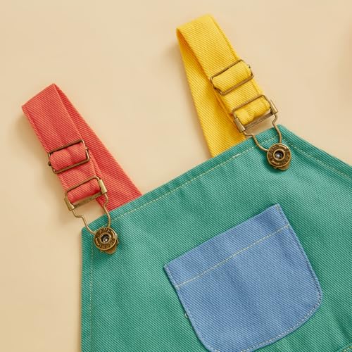 Toddler Boy And Girls Colorful Overalls Patchwork Suspender Shorts Adjustable Straps Romper Summer Loose Pants3
