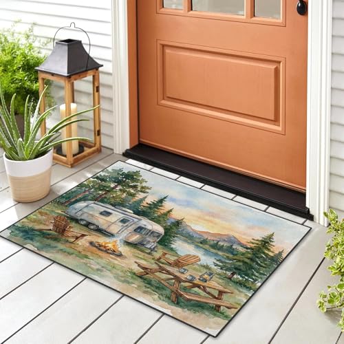 Tapete decorativo rectangular 3'x2' Watercolor Vintage Camper