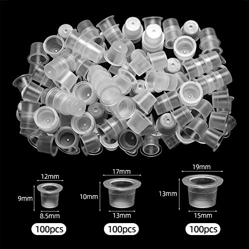 Tattoo Ink Caps, Atomus 300Pcs Mixed Tattoo Ink Cups Small Medium Large Plastic Tattoo Microblading Pigment Ink Cups Caps Holder #TOP1