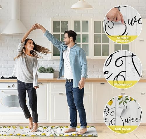 Chiinvent B0BRMHCSB9 Lemon Kitchen Rugs Anti Fatigue Kitchen Mats For Floor Yellow Non Skid Washable Kitchen Mats Set Of 2 Cushioned Comfort Standing Mats thumb #5