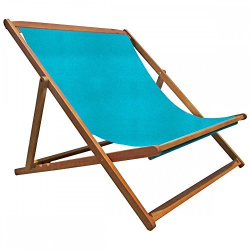 CHARLES BENTLEY FSC Eucalyptus Wooden, Double Deck Chair, for Outdoors, and Garden, FSC Wood, Polyester, 3 Reclining Positions, Traditional, Acacia, Bentley Plaque, Trendy, Seat, Teal (112x105x95cm)