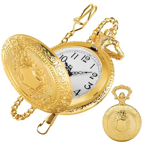 yivom Orologio da Taschino Uomo Oro Orologio da Tasca, Orologios da Taschino Vintage con Numeri Romani per compleanno, anniversario, giorno di Natale, festa del papà