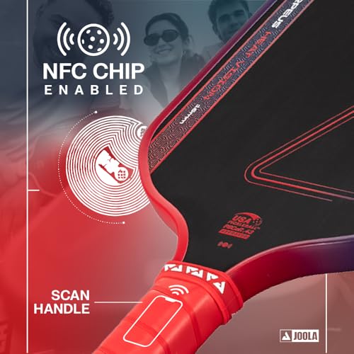 Image of JOOLA SCORPEUS Heat Vision 16mm Pickleball Paddle - Standard Shape - Textured Carbon Fiber Surface for Spin - SK Film for Reduced Vibration - USAP Approved - NFC Chip Enabled