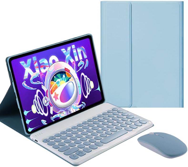 Keyboard Case with Mouse for Lenovo Tab P11 Pro 11.5" 2020 (TB-J706F / TB-J706L), Folio Slim Smart Keyboard Case Cover with Cute Round Key Wireless Detachable Keyboard & Mouse, Blue