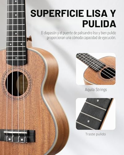 Miniatura 2 de Donner Ukelele Concierto 23 Pulgadas Para Adultos Niños Principiante Ukelele Madera Caoba Kit Y Cuerda Nylon, Online Lección Duc-200