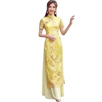 Amazon | [福丸] チャイナドレス ロング アオザイ ベトナム