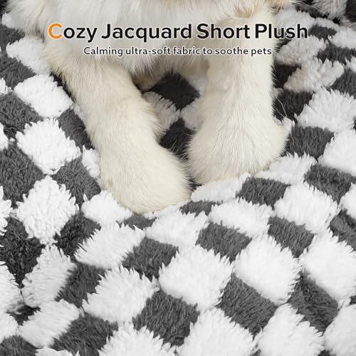JOEJOY Dog Bed for Medium Small Dogs - Rectangle Orthopedic Dog Sofa Bed, Cute Modern Puppy Bed with Jacquard Shaggy Plush & Anti Slip Bottom, 25x21x8inches, Grey - Image 4