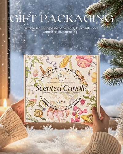 Image of AOOVOO Christmas Candle Set - 4PC Scented Candles, 28 oz Soy Candles, Soy Candle for Home Scented, Balsam Fir /Cedar&Patchouli /Cinnamon&Apple /Vanilla Cake