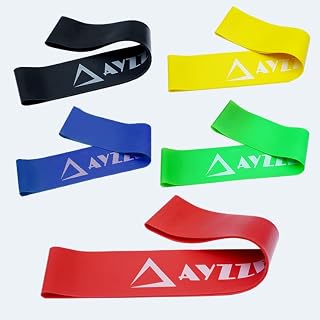 Ayzzel Resistance Exercise Fitness Loop Bands [Set of 5] for Rehabilitation Stretching Strength Training Muscle Toning Physical Therapy Abs Workout Training Pilates Flex Booty Glutes Yoga Squat Gym