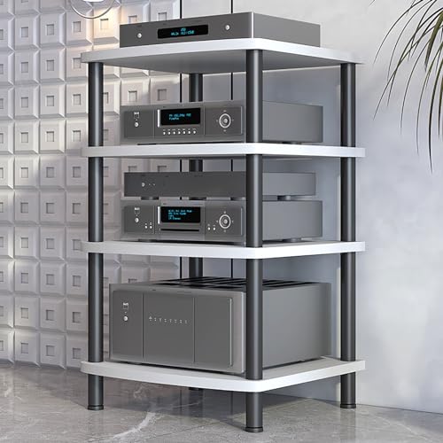 Estante de audio de 4 niveles HiFi para sala de estar, juegos y grabación, elegante gabinete de almacenamiento de audio, diseño duradero, perfecto para organizar equipos (color: B)