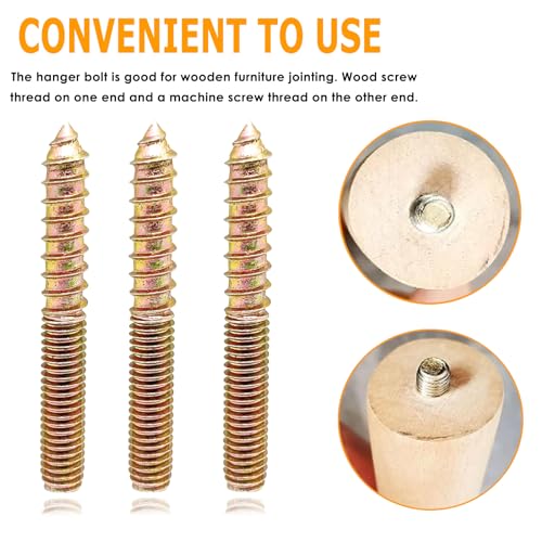 Image of 10pcs M8x60mm Hanger Bolts Double Headed Bolts Screw Kit,Self-Tapping Hanger Bolts Screw for Wood Furniture,with 1pcs M8x1.25mm Driver