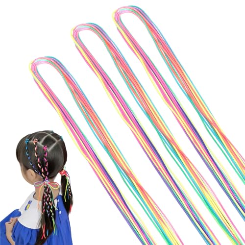 30 Piezas de Extensiones de Trenzas de Colores para el Pelo Coloridas para Envolver el Cabello de Cabello en Degradados, Cuerdas Trenzadas Arcoíris con Encantos Multicolor